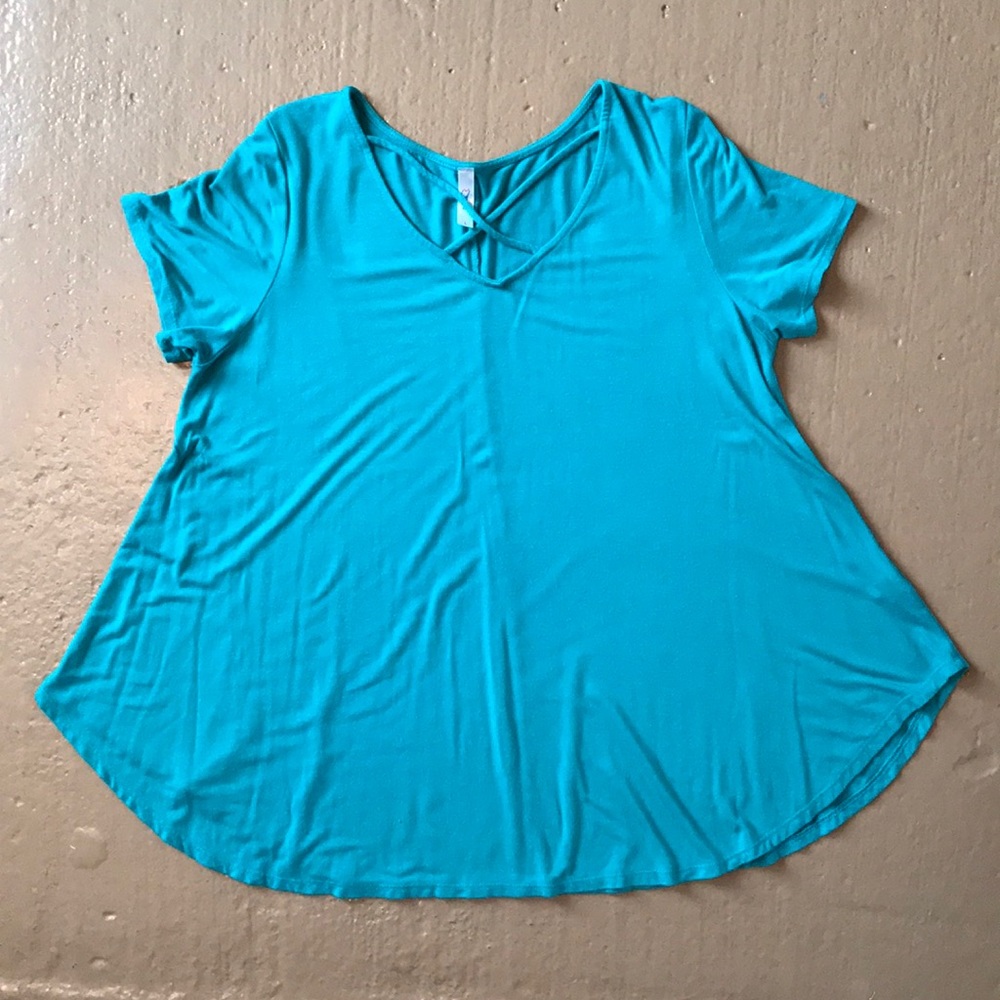Teal Criss Cross Tee